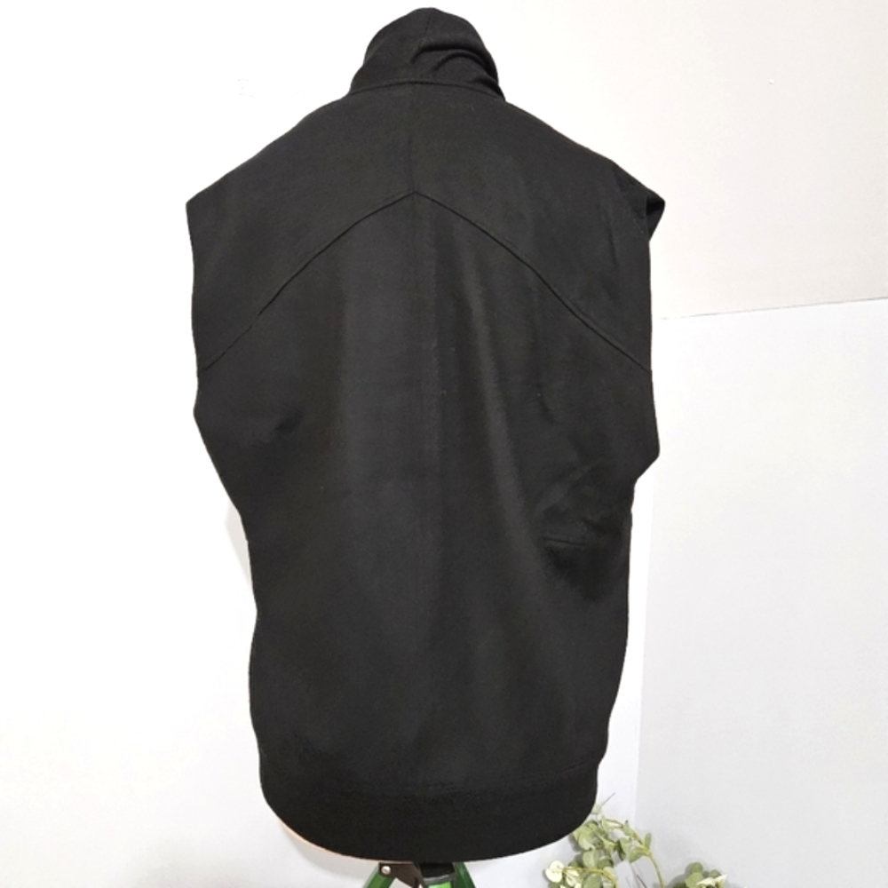 Helmut Lang Wool Black Asymmetrical Zip Up Sleeveless Vest Pockets Size Medium - Picture 4 of 11